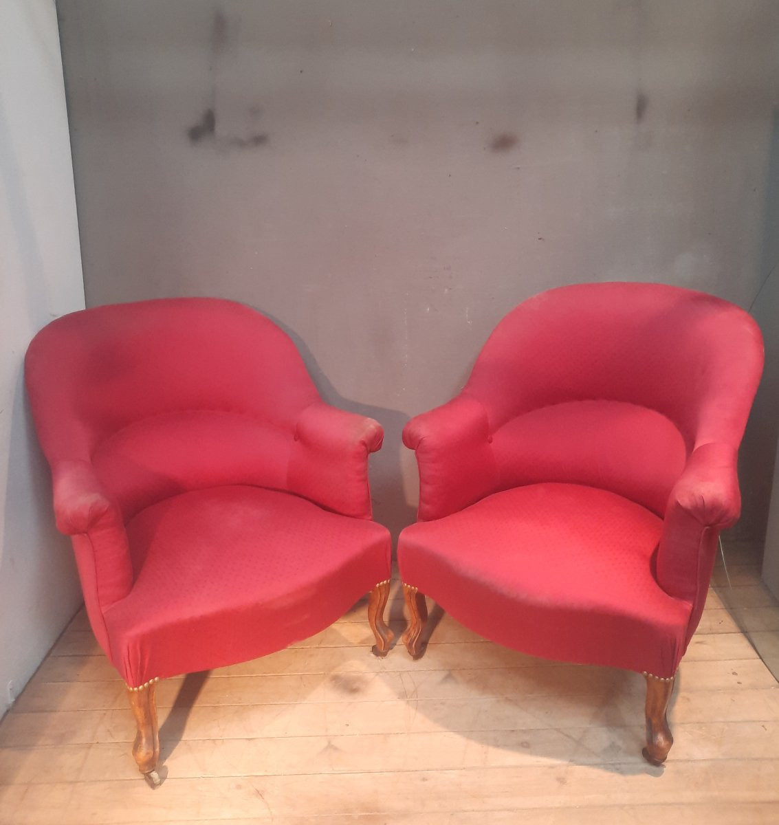 Paire de fauteuil crapaud  rouge-photo-1