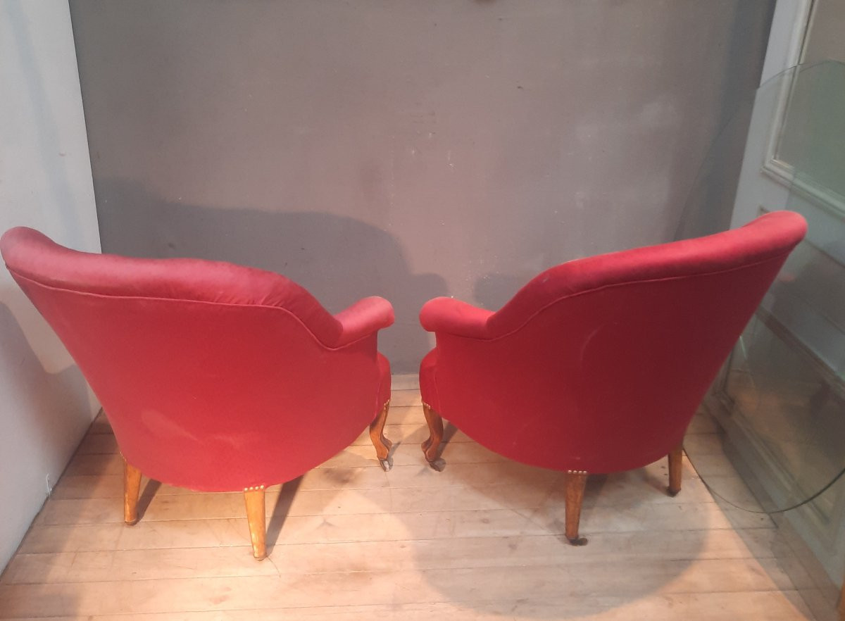 Paire de fauteuil crapaud  rouge-photo-2