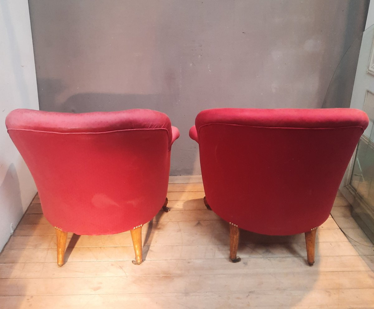 Paire de fauteuil crapaud  rouge-photo-3