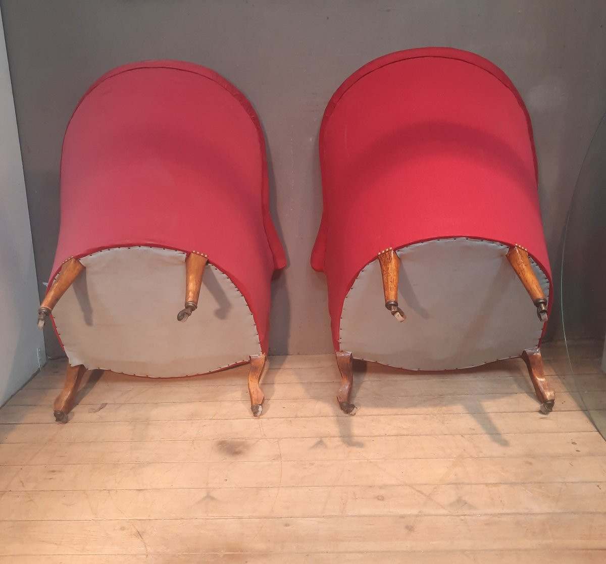 Paire de fauteuil crapaud  rouge-photo-4