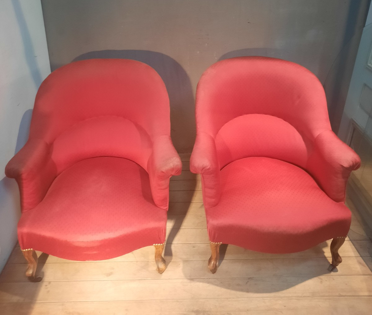Paire de fauteuil crapaud  rouge