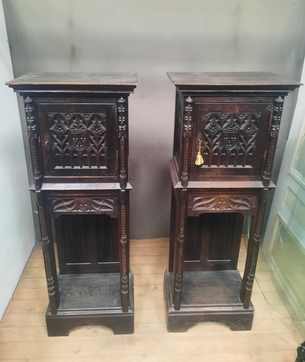 Pair Of Gothic Sideboards 