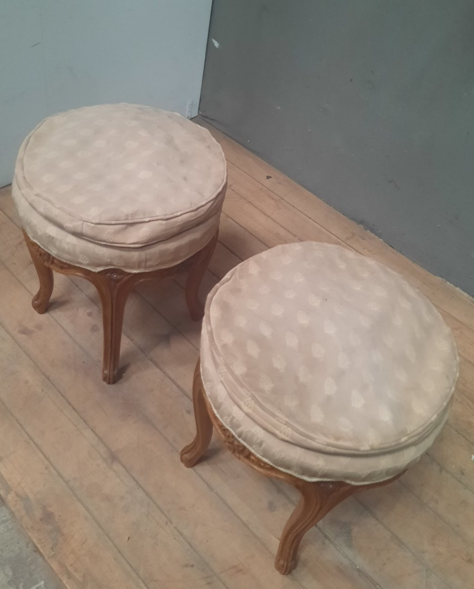 Pair Of Louis XV Style Round Stools-photo-4