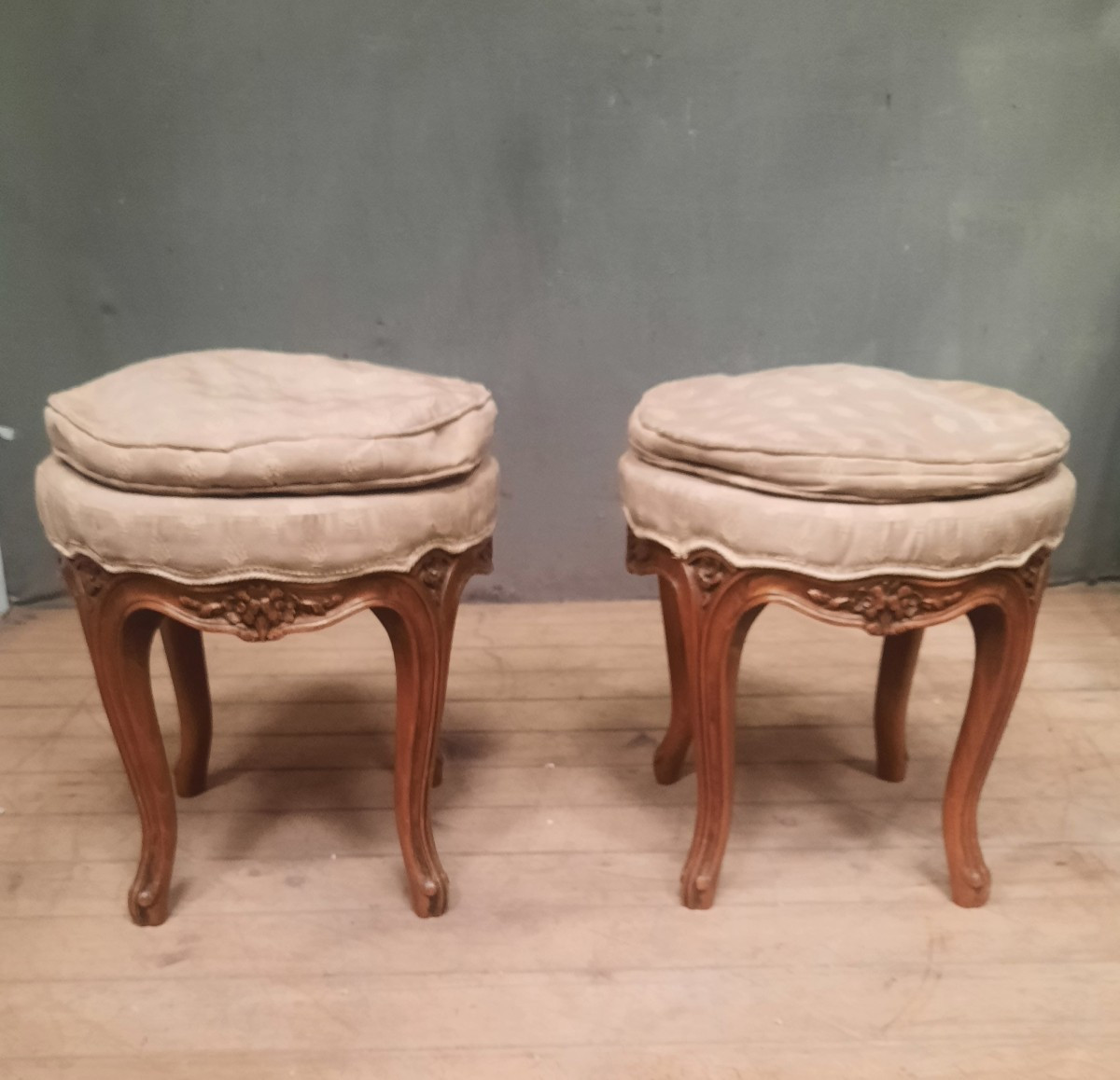 Pair Of Louis XV Style Round Stools