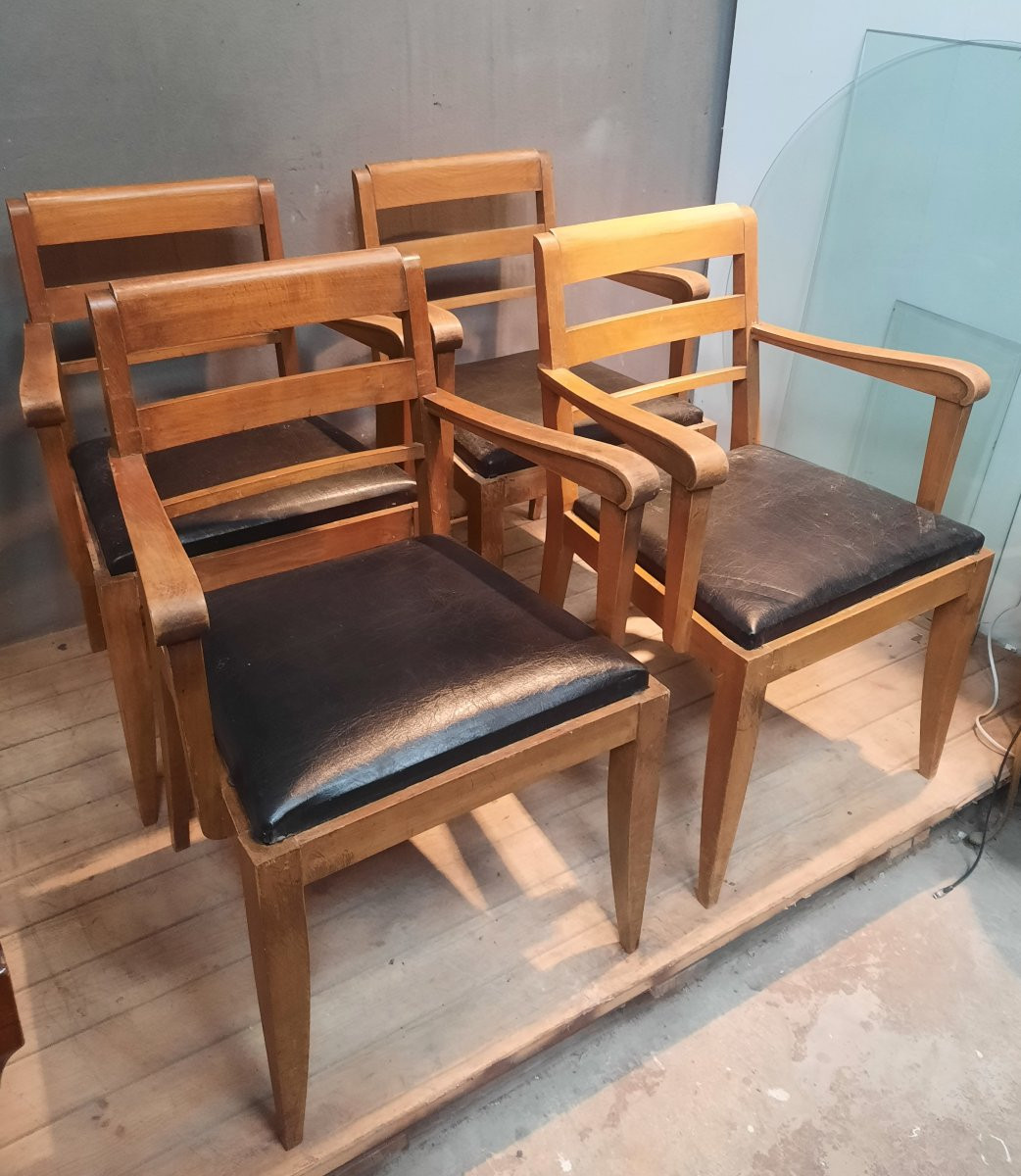 Serie de 4 fauteuils des années 1940-photo-4