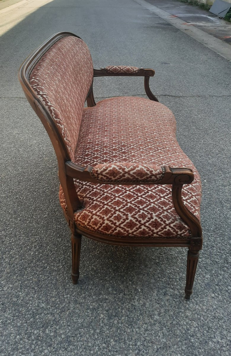 Canapé styles Louis XV I en bois naturel-photo-4