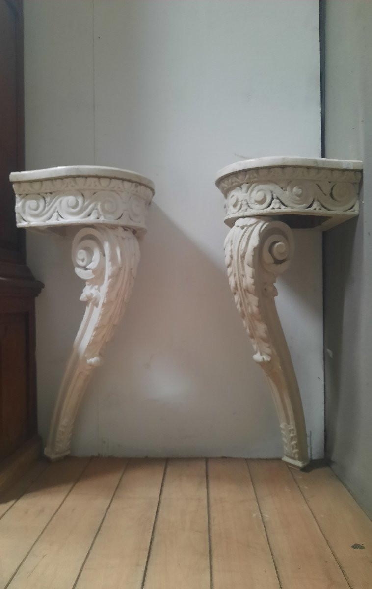 Pair Of Louis XV Style Corner Consoles-photo-2