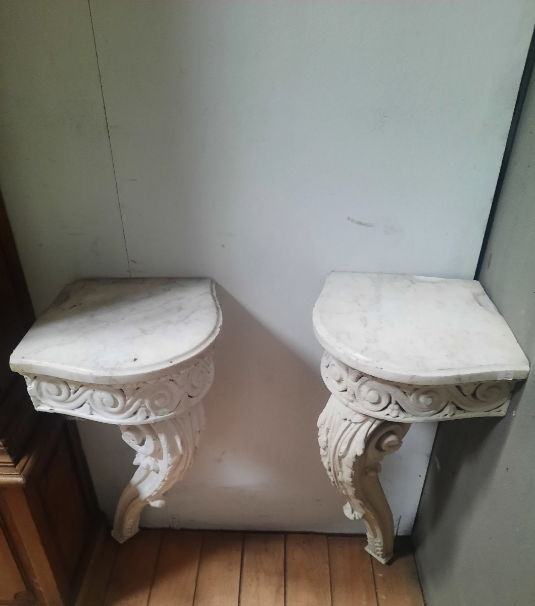 Pair Of Louis XV Style Corner Consoles-photo-3