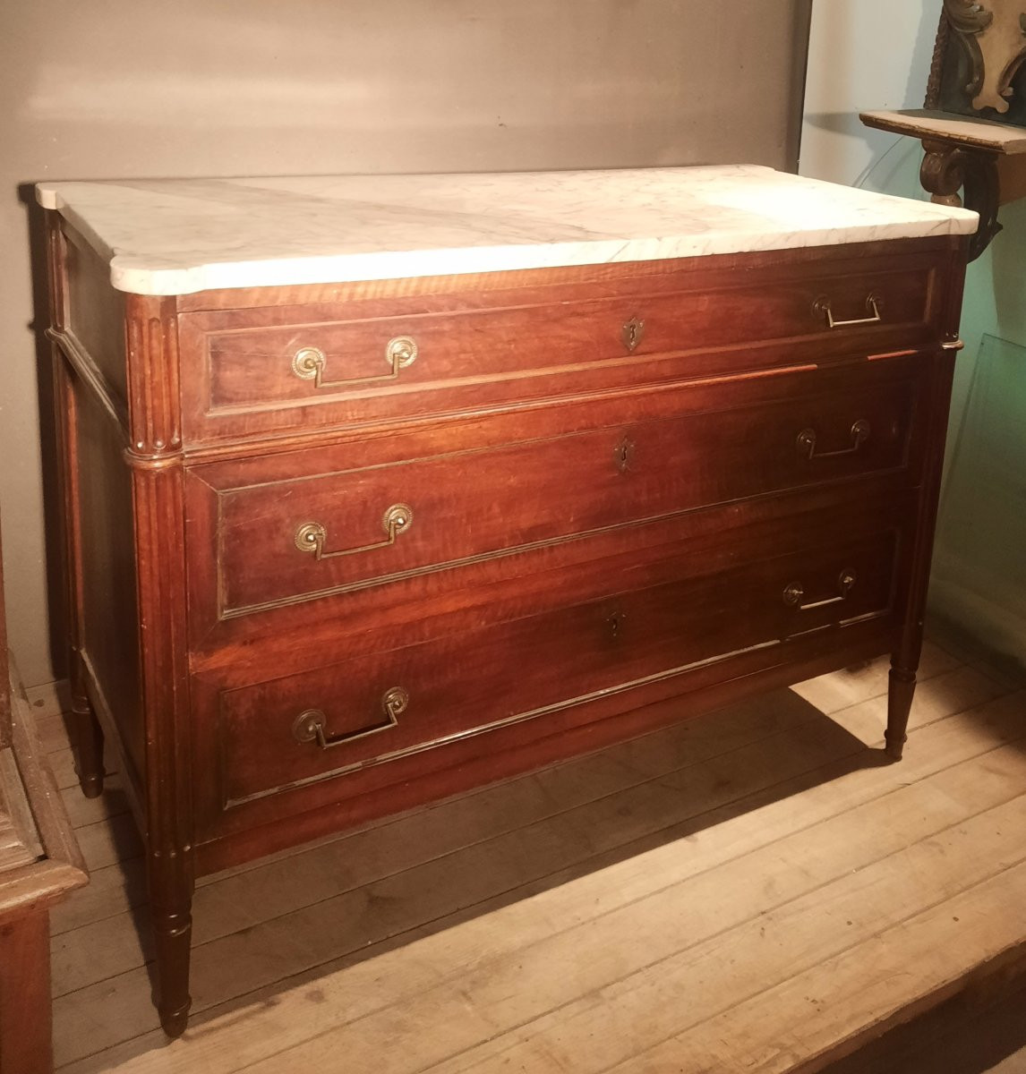 Commode d epoque Louis XVI dessu marbre -photo-2