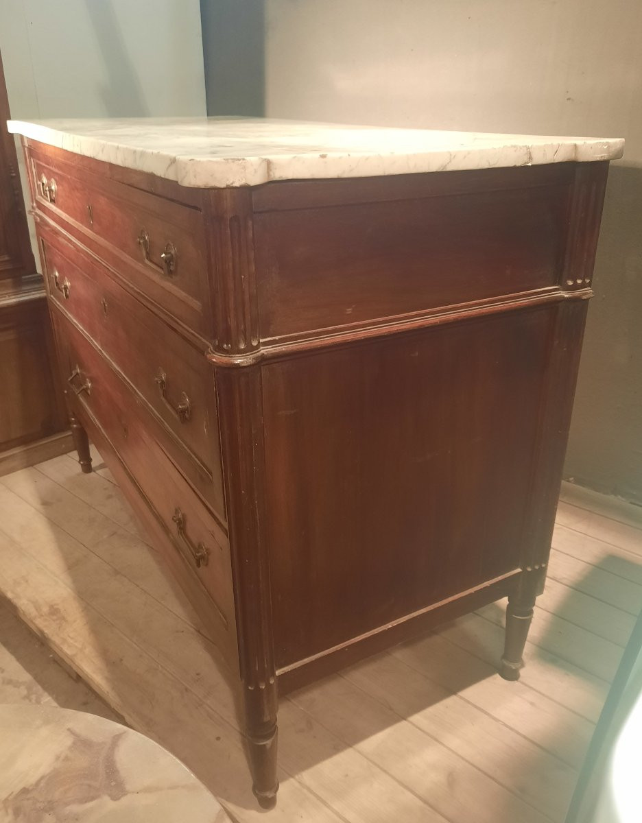 Commode d epoque Louis XVI dessu marbre -photo-2
