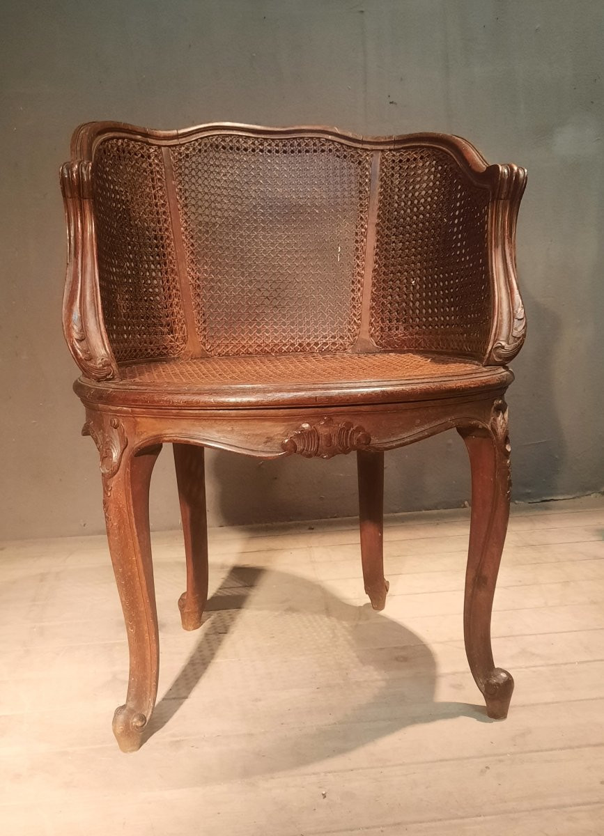 Fauteuil de burreau canné  style Louis XVI -photo-2