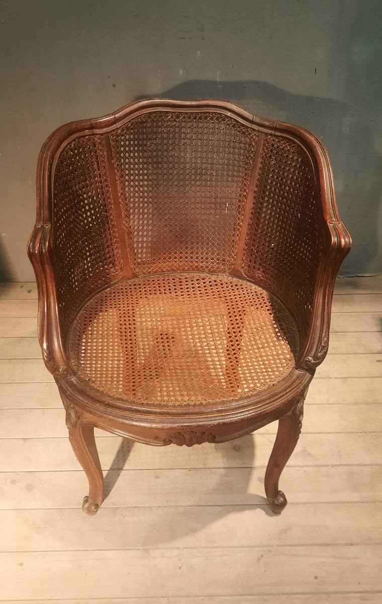 Fauteuil de burreau canné  style Louis XVI -photo-3