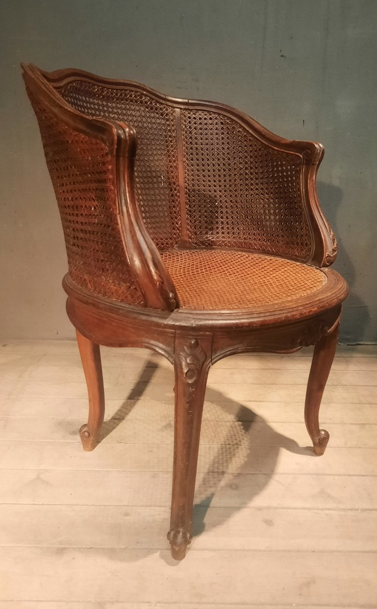 Fauteuil de burreau canné  style Louis XVI -photo-4