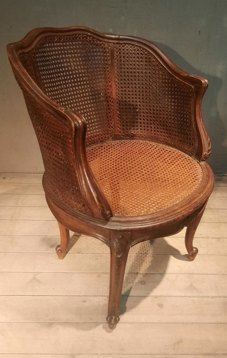 Fauteuil de burreau canné  style Louis XVI -photo-1