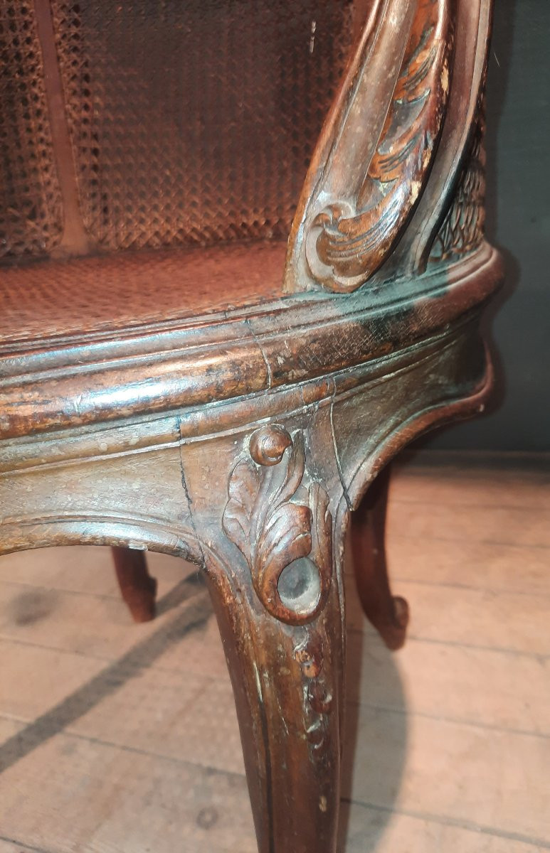 Fauteuil de burreau canné  style Louis XVI -photo-5