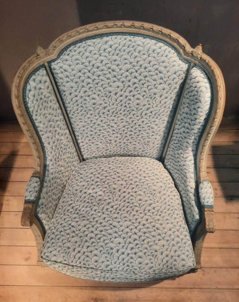 Large Louis XVI Style Lacquered Wooden Armchair -photo-3