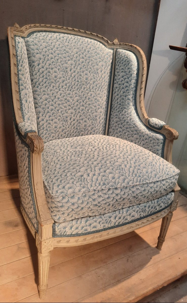 Large Louis XVI Style Lacquered Wooden Armchair -photo-4