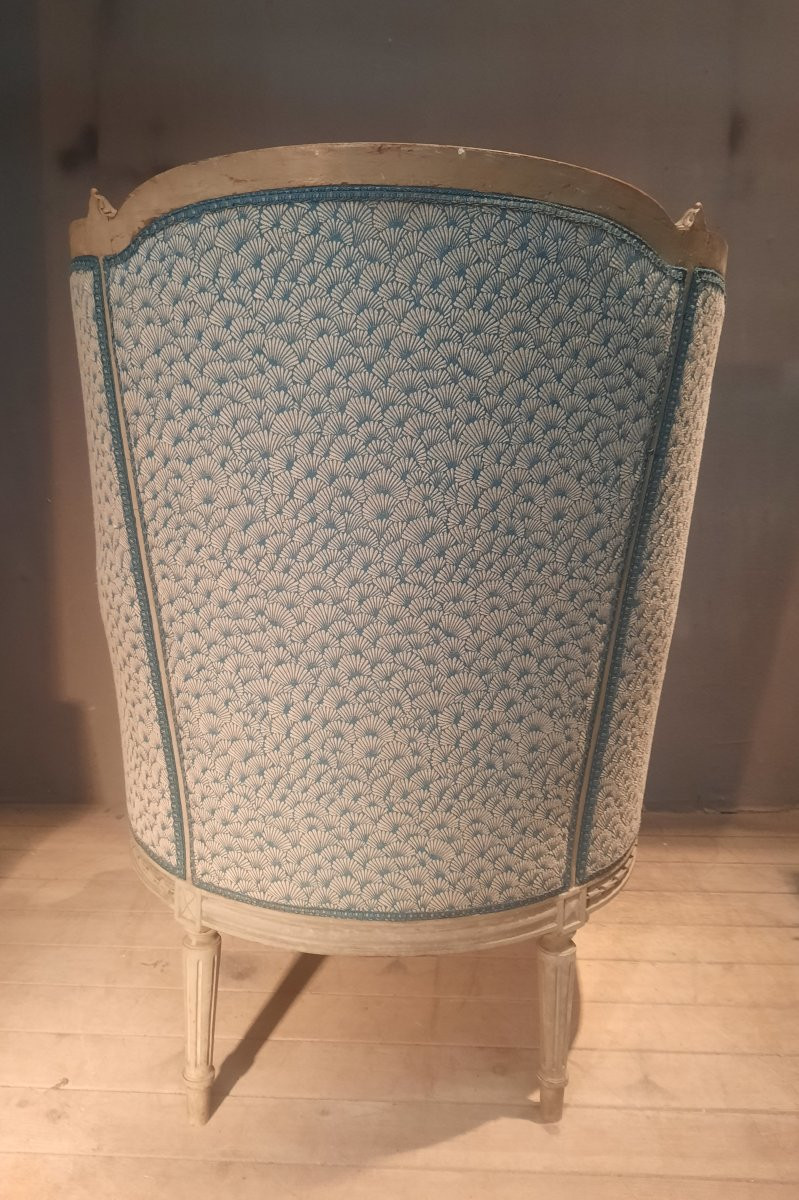 Large Louis XVI Style Lacquered Wooden Armchair -photo-3