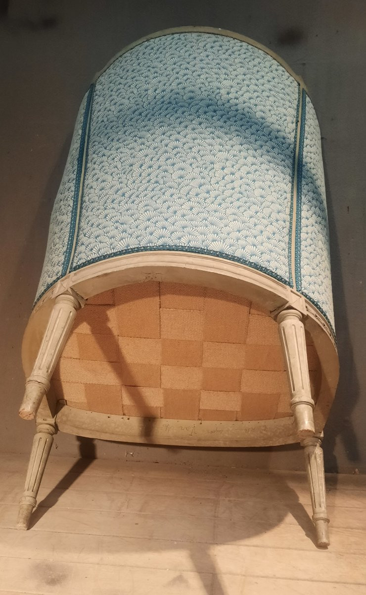 Large Louis XVI Style Lacquered Wooden Armchair -photo-4