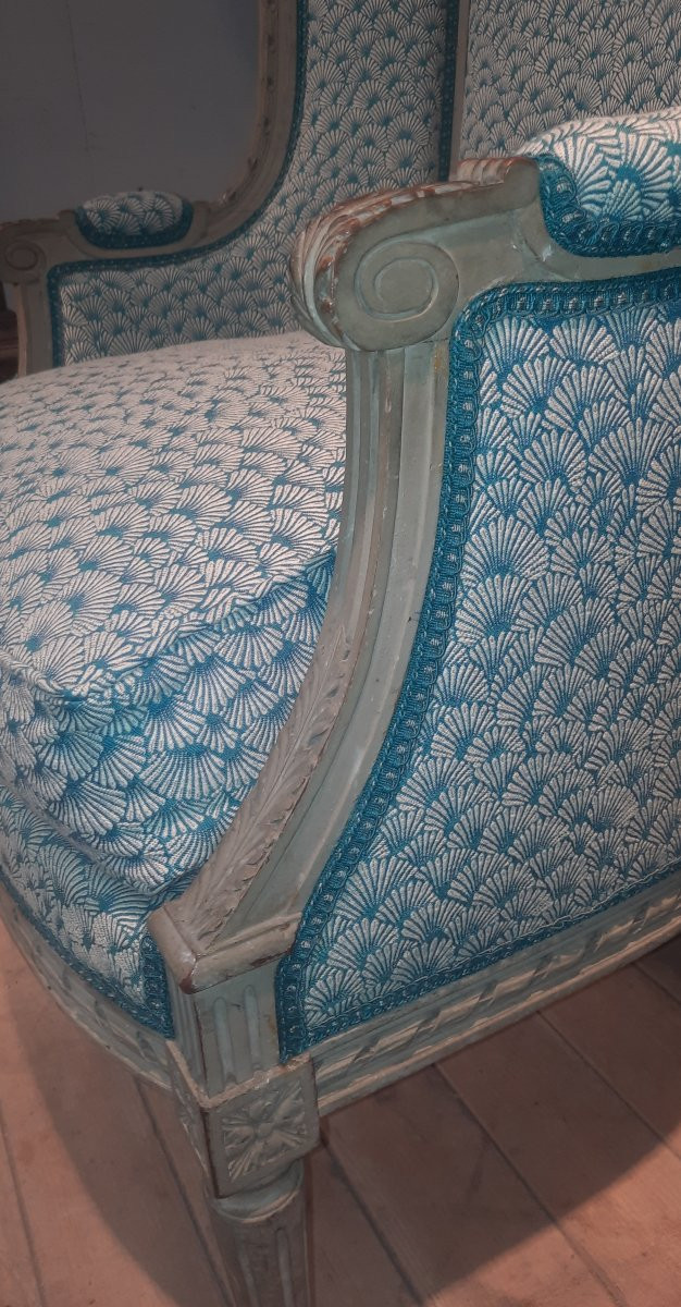 Large Louis XVI Style Lacquered Wooden Armchair -photo-6