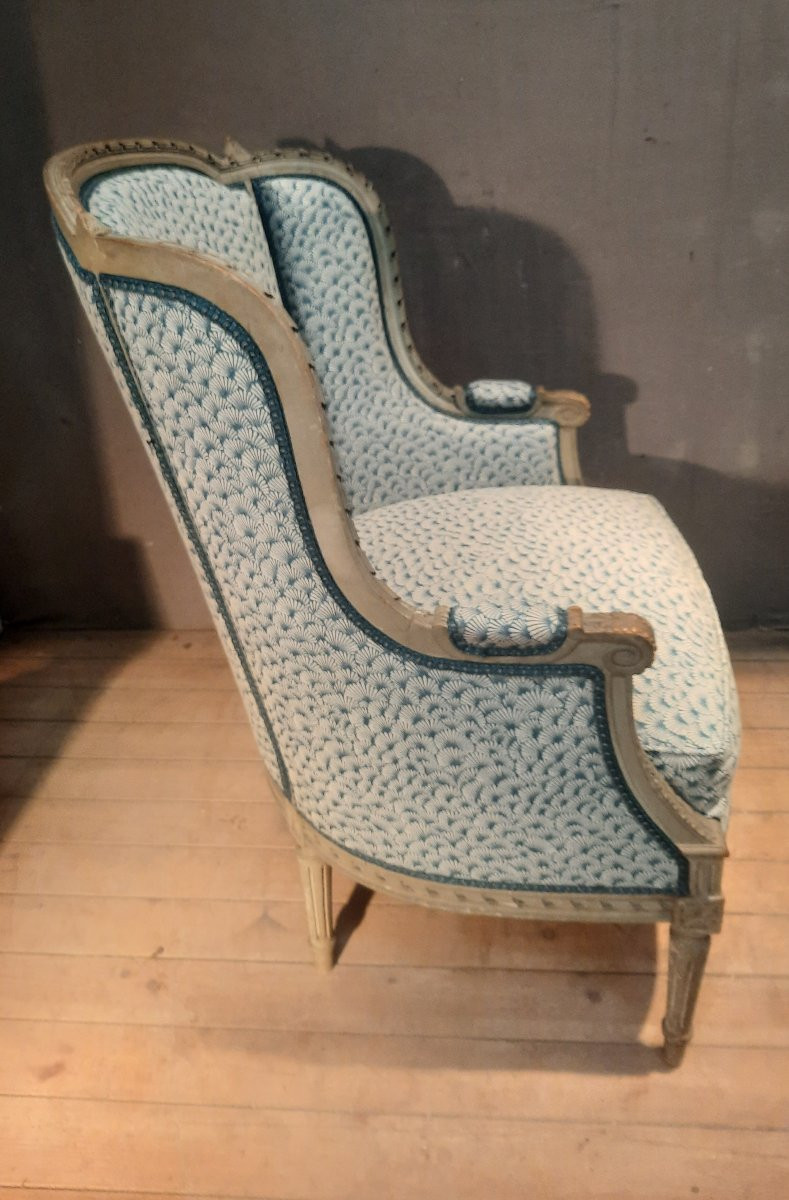 Large Louis XVI Style Lacquered Wooden Armchair -photo-8