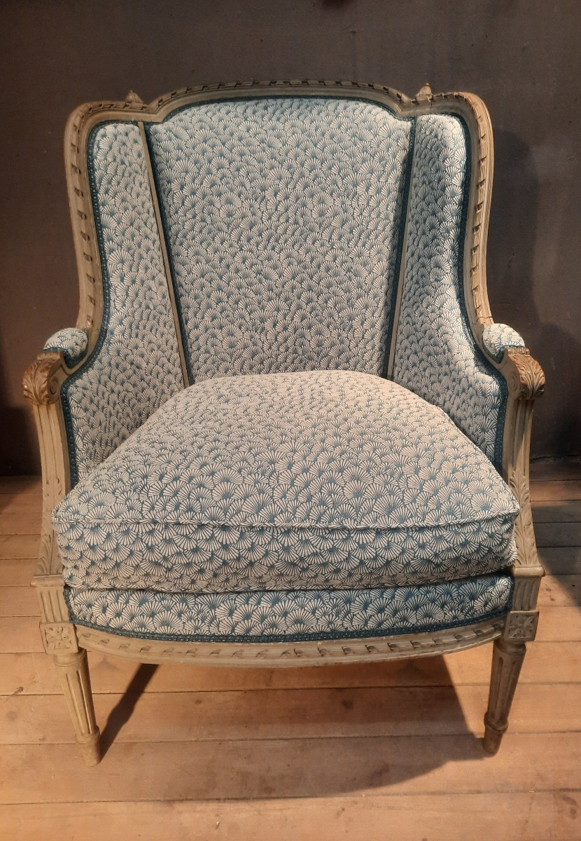 Large Louis XVI Style Lacquered Wooden Armchair 