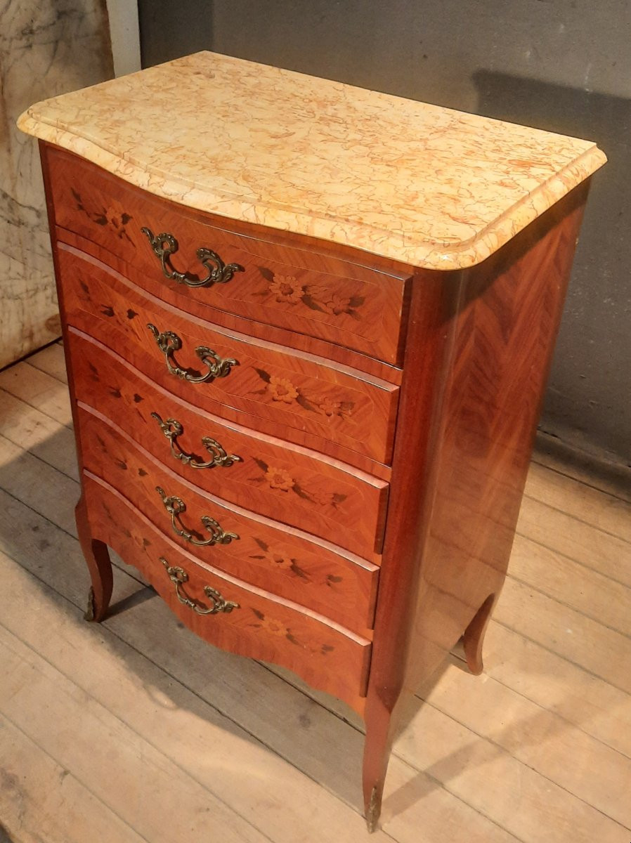 Louis XV Style Floral Marquetry Commode -photo-4