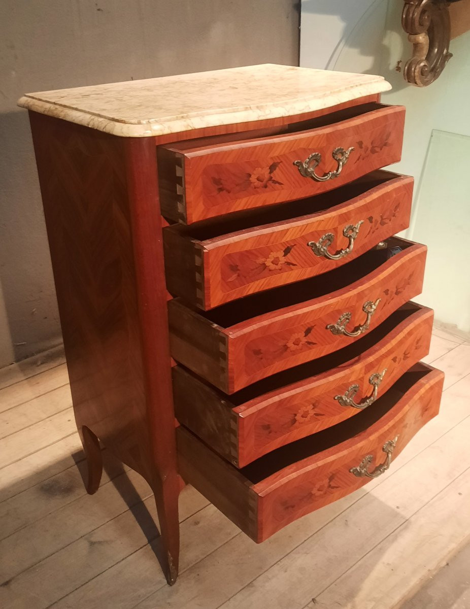 Louis XV Style Floral Marquetry Commode -photo-1