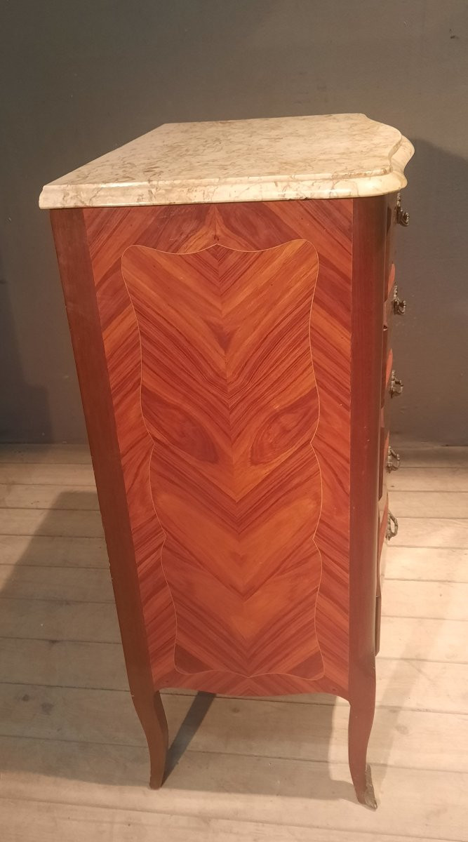 Louis XV Style Floral Marquetry Commode -photo-4