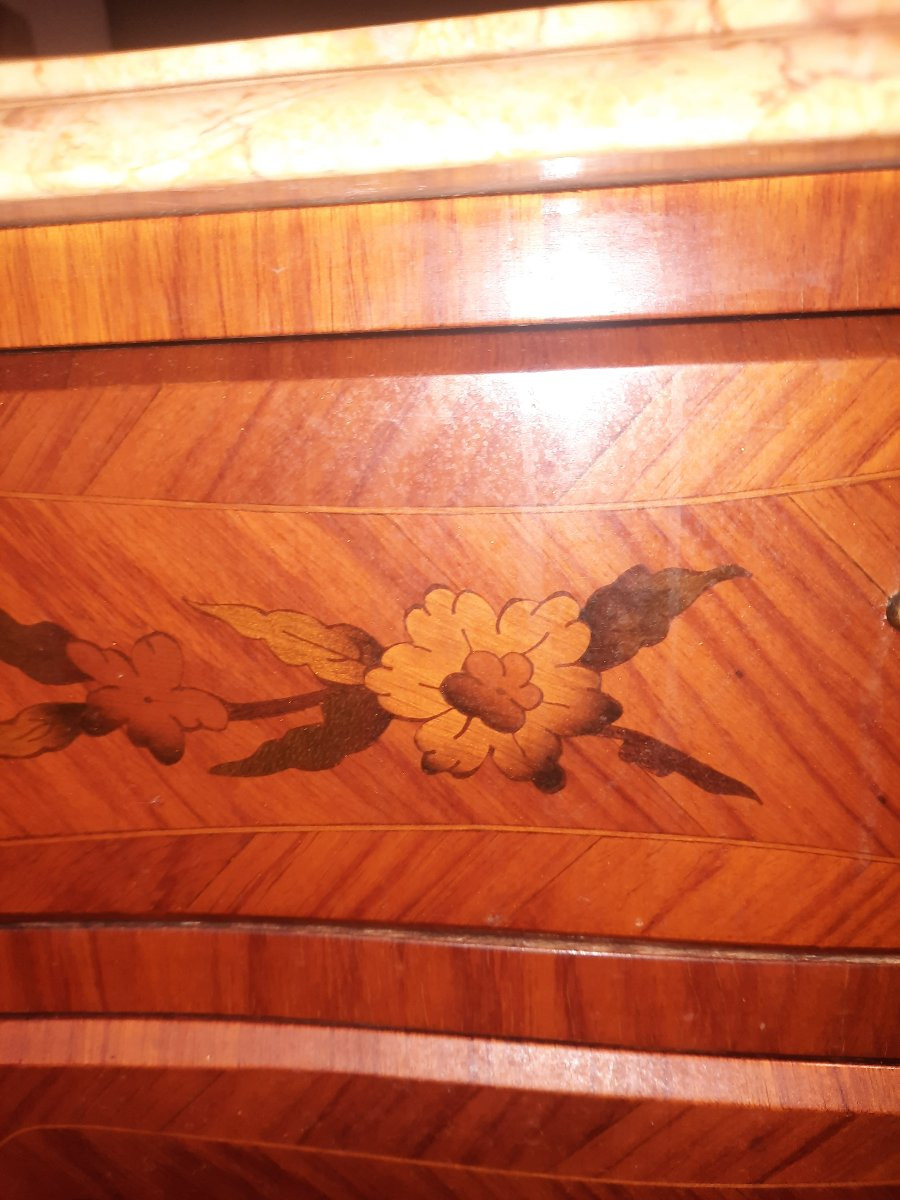 Louis XV Style Floral Marquetry Commode -photo-7