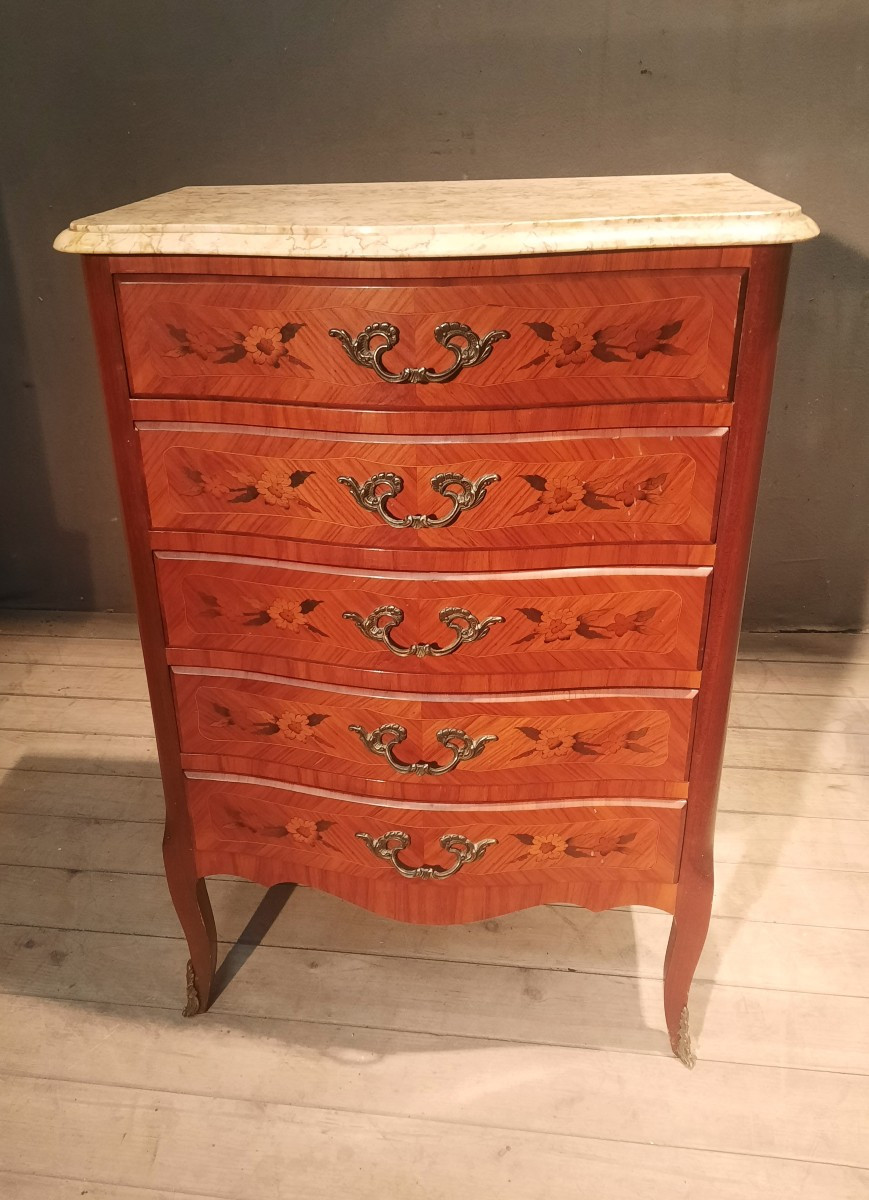 Louis XV Style Floral Marquetry Commode 