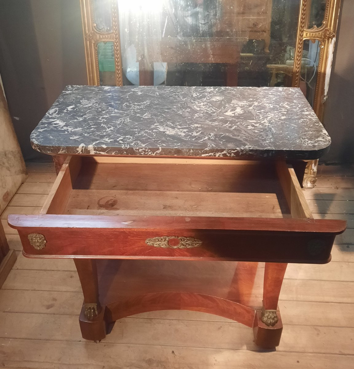 Restoration Period Mahogany Console Table -photo-2