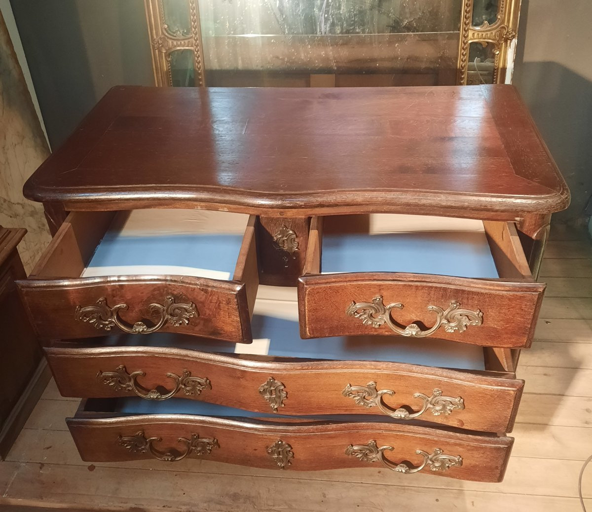 Commode en bois massif style Louis XV -photo-1