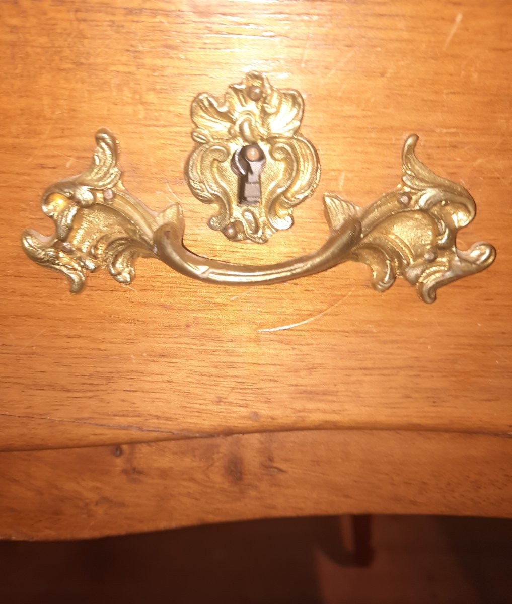 Bureau plat en merisier massif style Louis XV -photo-6
