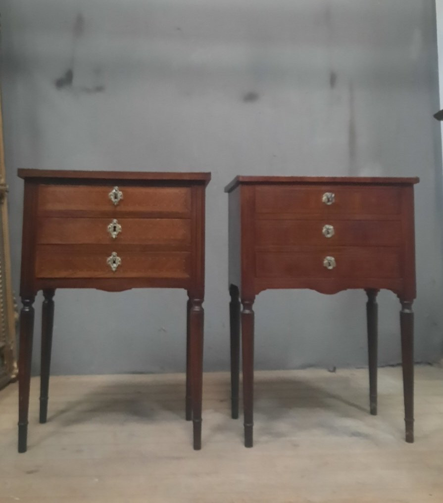 Paire de chevet style Louis XV I  d époque dix neuvième -photo-2