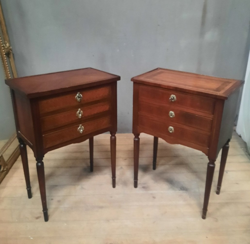 Paire de chevet style Louis XV I  d époque dix neuvième -photo-4