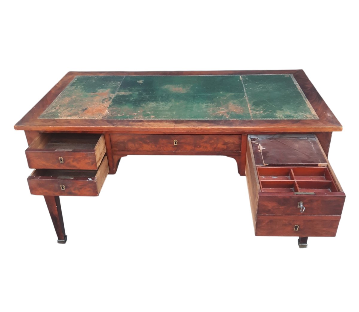 Flat Mahogany Desk From The Restoration Period -photo-3