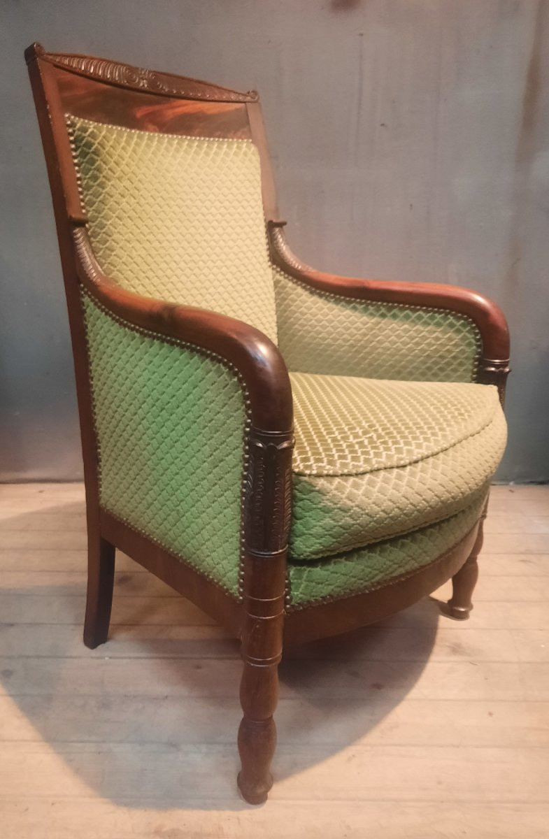 Bergere empire en plaquage d acajou-photo-1