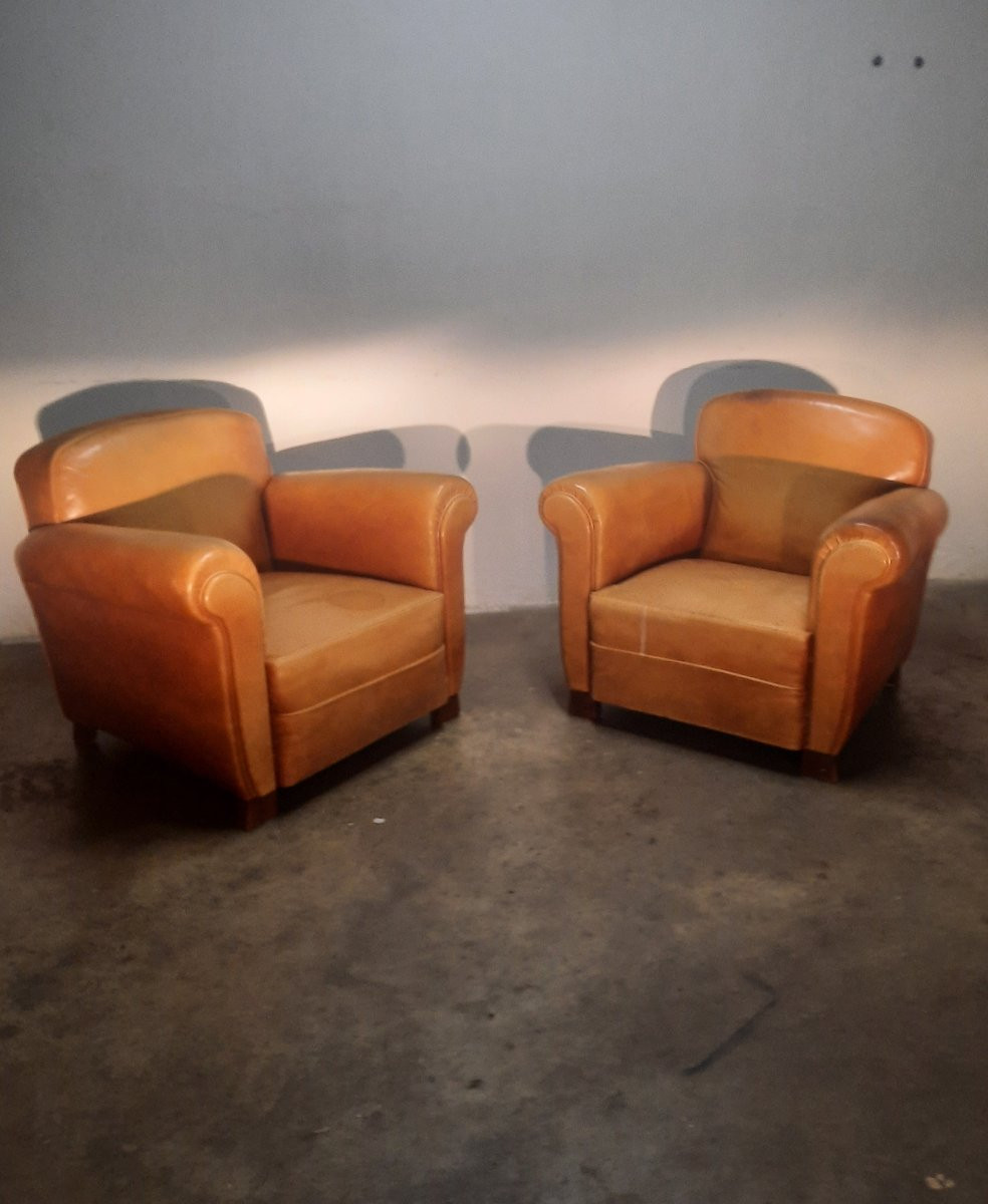 Pair Of 1950s Club Shoes In Fawn Leather-photo-2