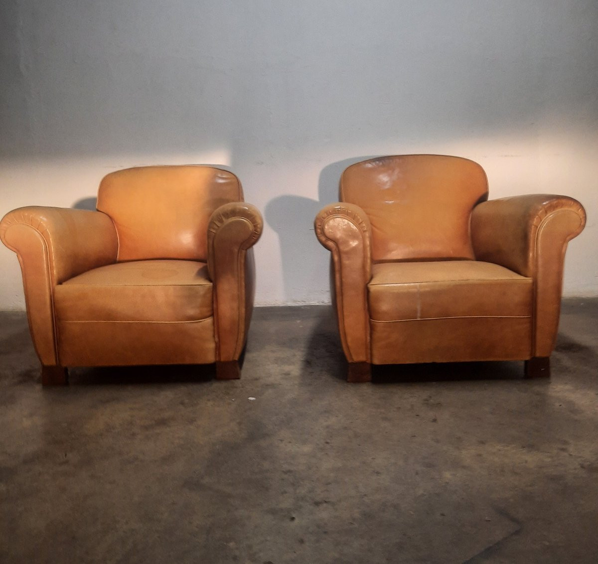 Pair Of 1950s Club Shoes In Fawn Leather-photo-3