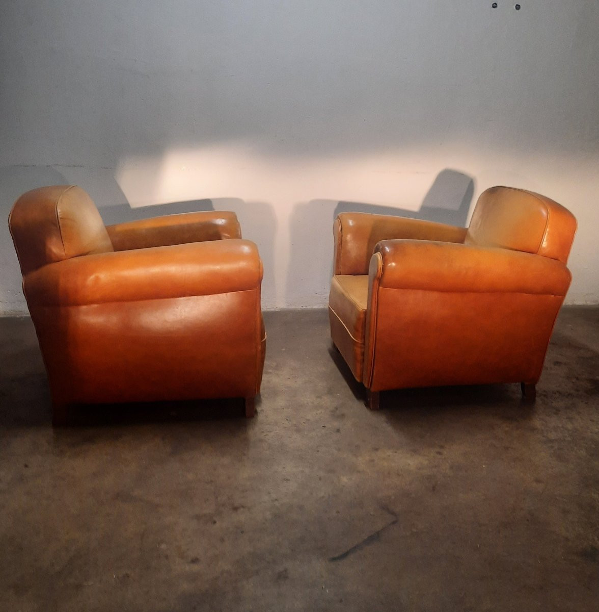 Pair Of 1950s Club Shoes In Fawn Leather-photo-3