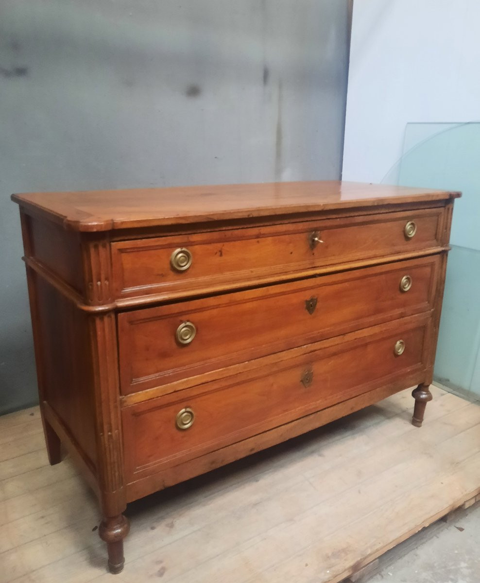 Louis XVI Period Natural Wood Chest Of Drawers-photo-4