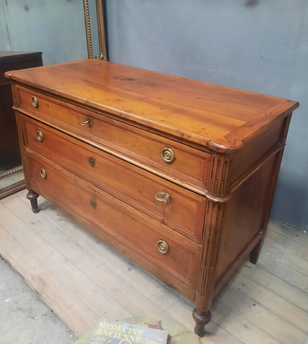 Louis XVI Period Natural Wood Chest Of Drawers-photo-3
