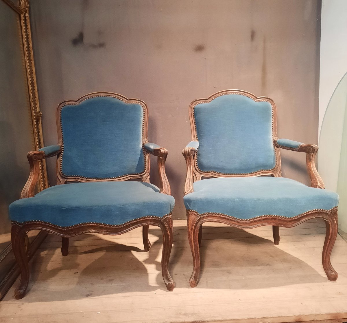 Pair Of Large Louis XV Style Armchairs From The 19th Century-photo-2
