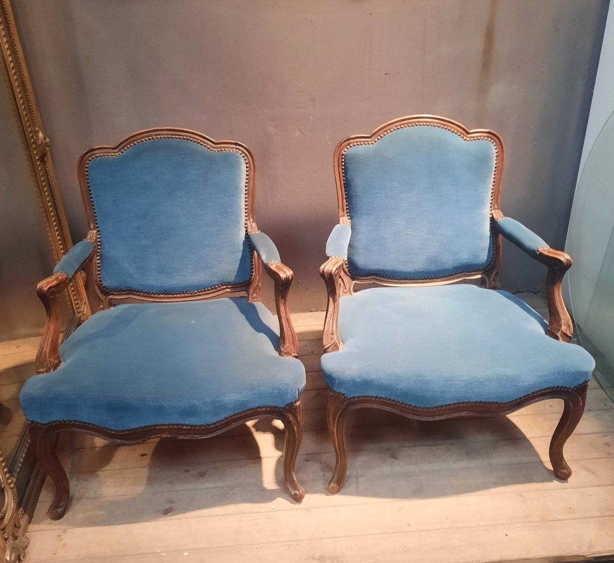 Pair Of Large Louis XV Style Armchairs From The 19th Century-photo-3
