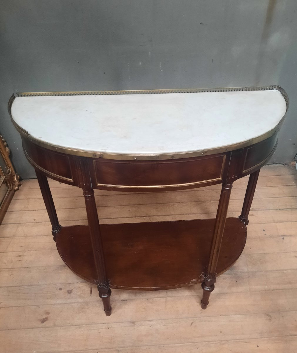 Louis XVI Half-moon Mahogany Console Table-photo-3