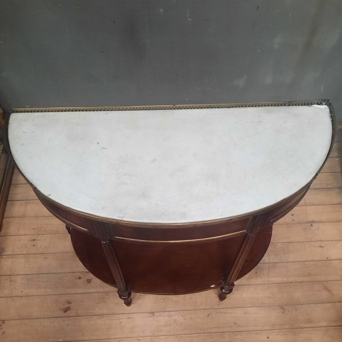 Louis XVI Half-moon Mahogany Console Table-photo-4
