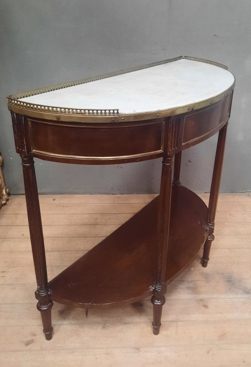 Louis XVI Half-moon Mahogany Console Table-photo-3