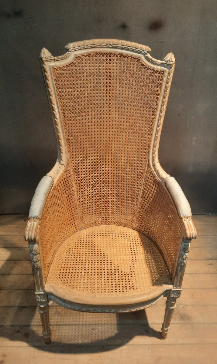 Bergere Louis XVI canné à haut dossier-photo-4