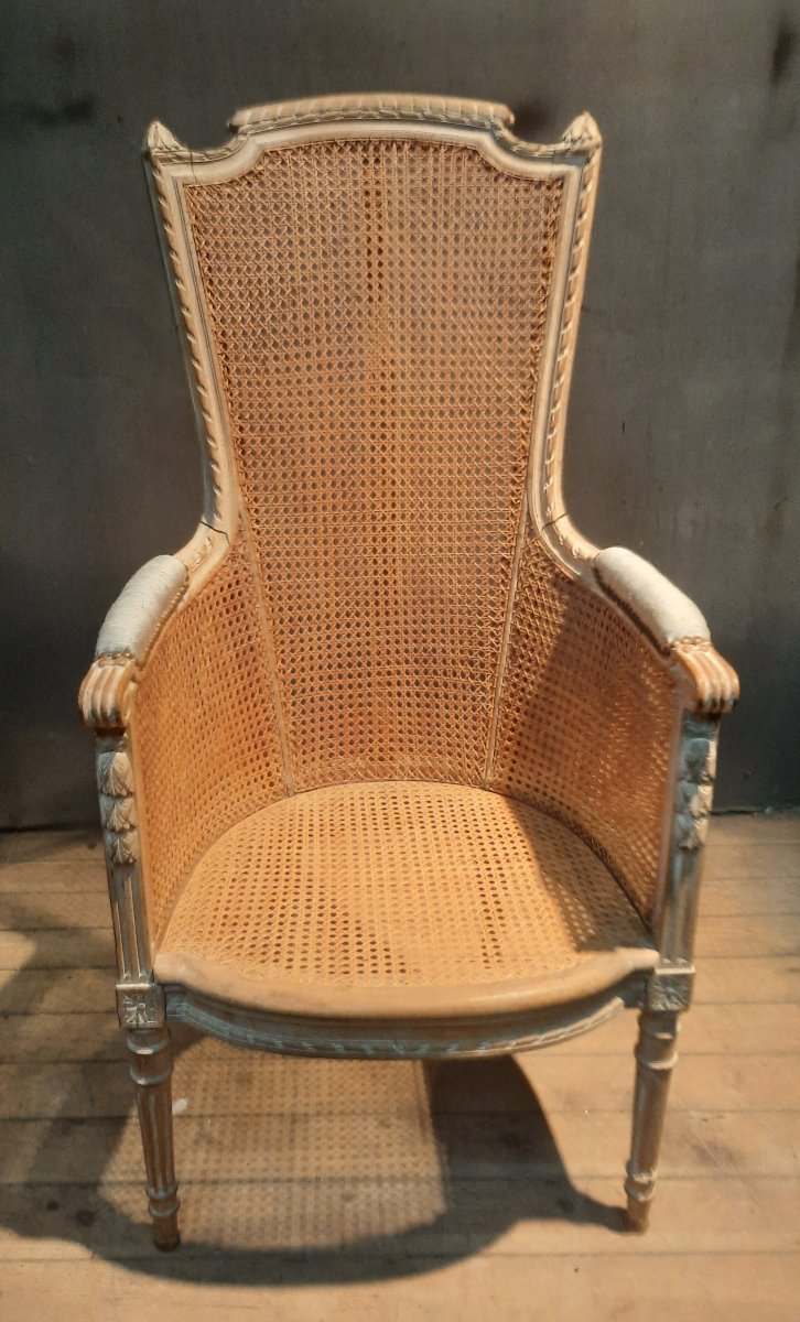 Bergere Louis XVI canné à haut dossier-photo-1